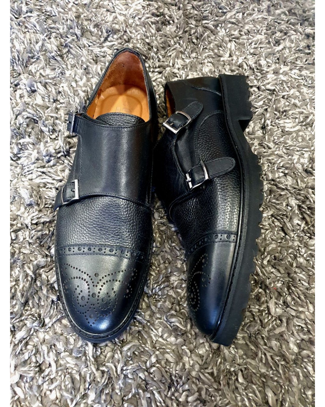 Ανδρικά monk straps παπούτσια μαύρα