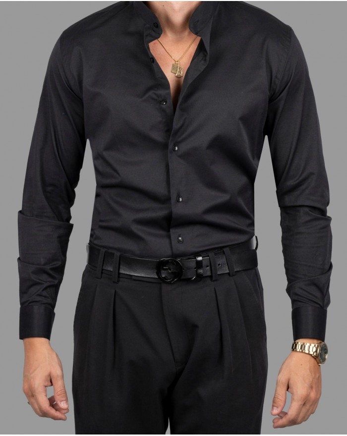 Ανδρικό μάο πουκάμισο μαύρο Dezign